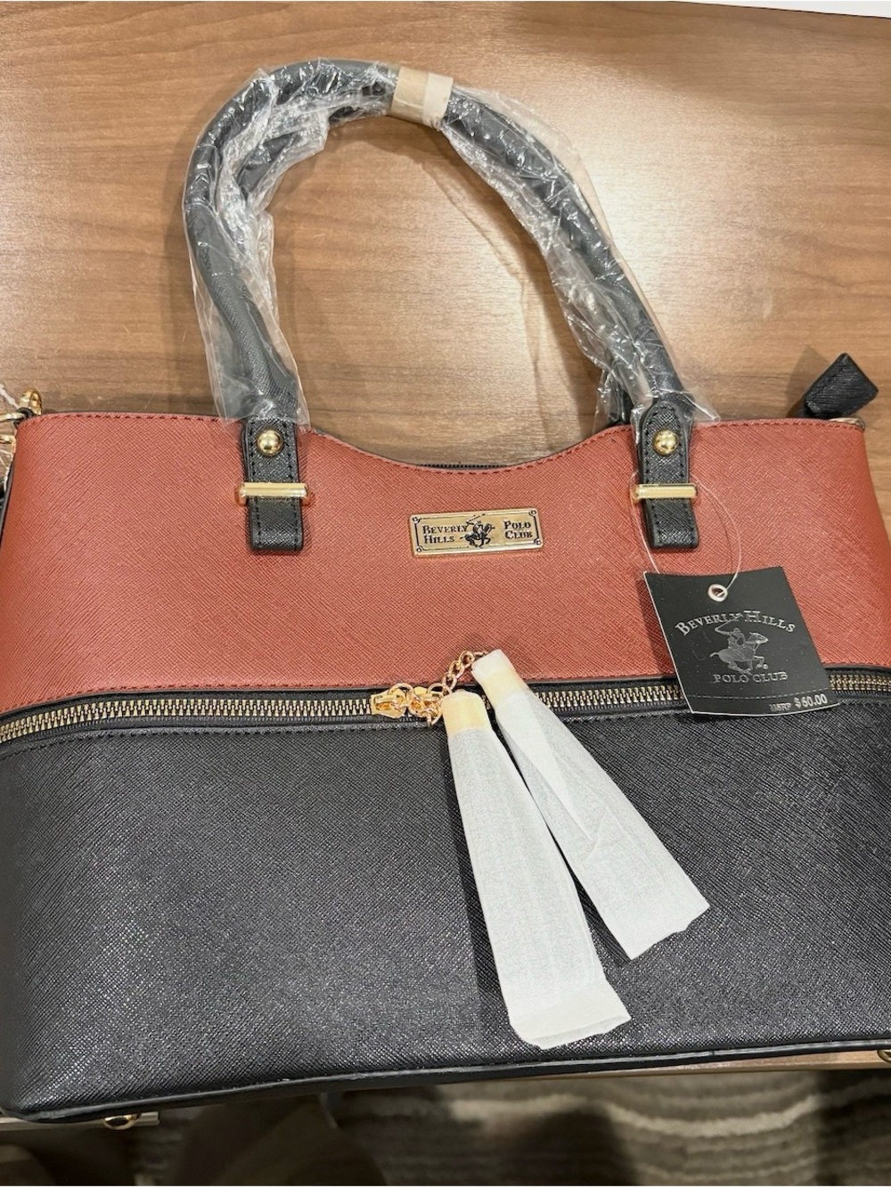 NWT Beverly Hills Polo Club Colorblock Satchel Handbag